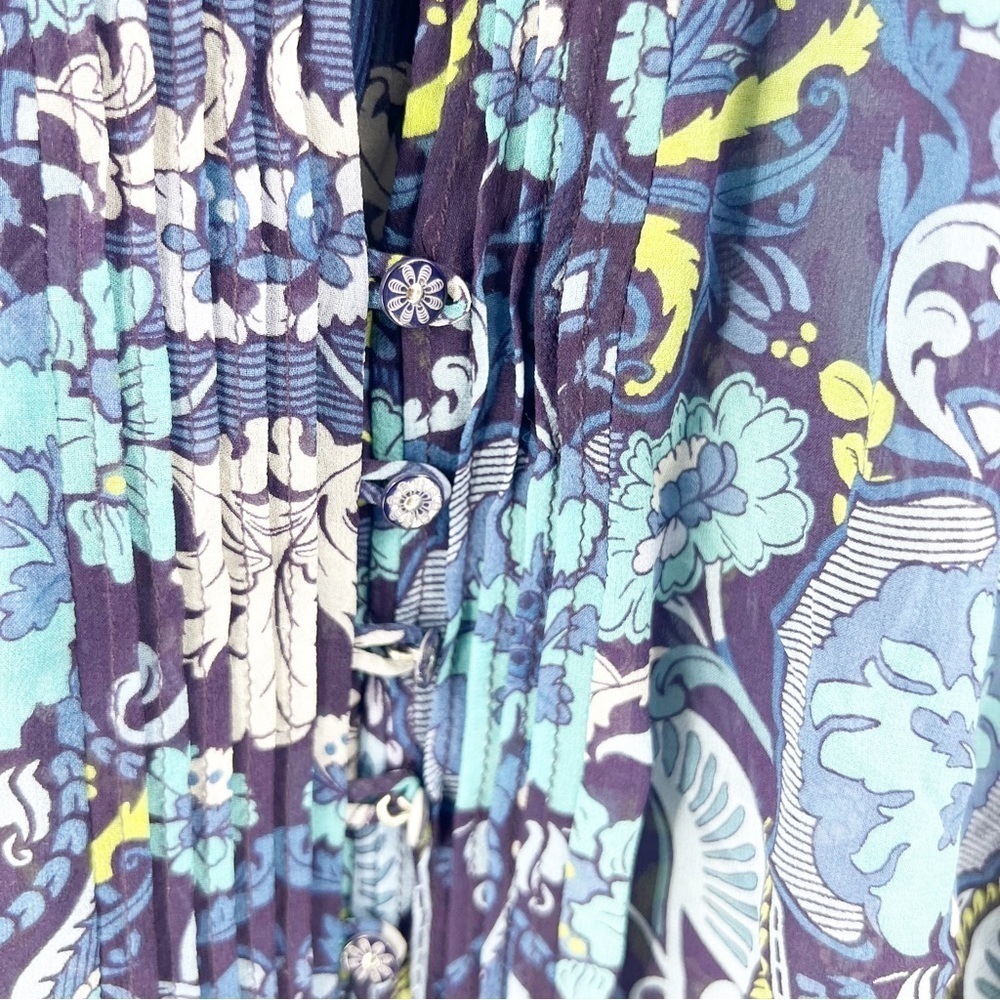 ✅ Robert Graham Silk‎ Button Up Paisley Top MEDIUM PURPLE BLUE - Picture 3 of 7